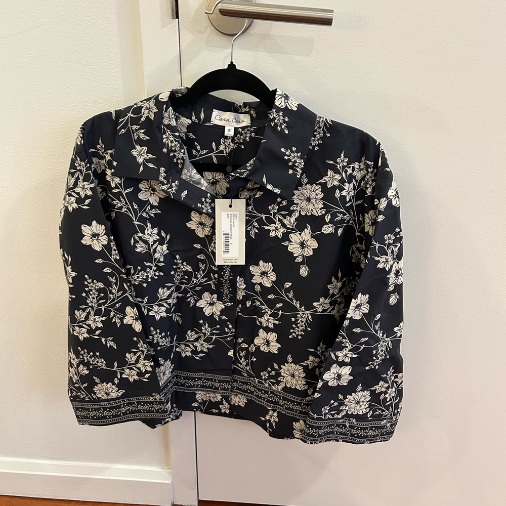 Chico's Monochrome Floral Print Jacket